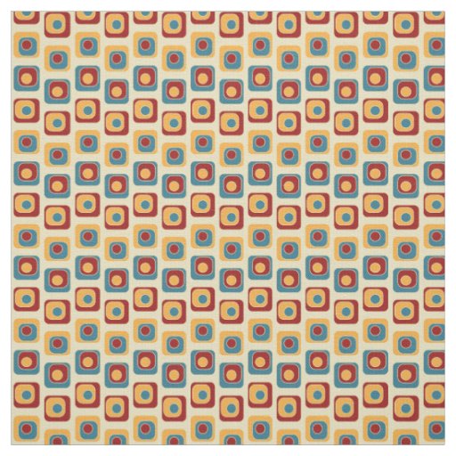 Retro Brightly Colored Squares Fabric