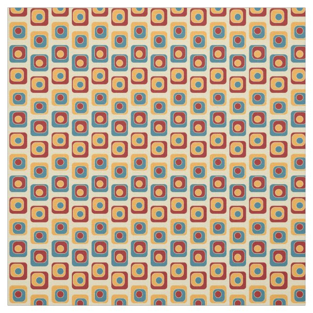 Retro Brightly Colored Squares Fabric (Swatch)
