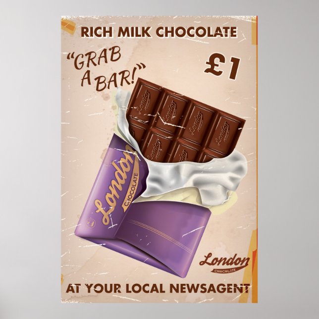 Retro British Chocolate Advert. Poster (Front)