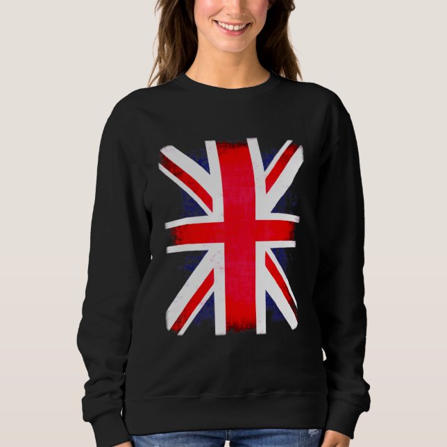 Retro British England Union Jack Uk Flag Patriotic Sweatshirt (Front)