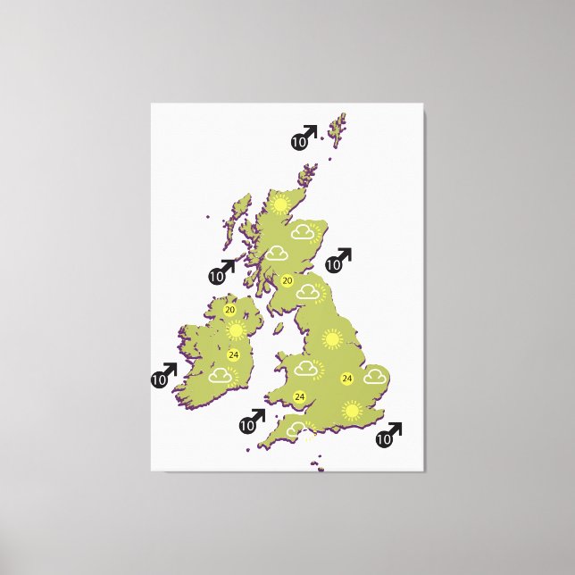 Retro British Isles weather map Canvas Print (Front)