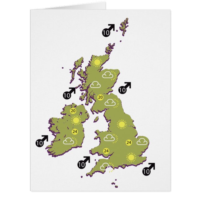 Retro British Isles weather map Cards (Front)