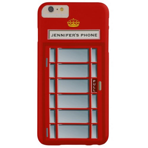 Retro British Telephone Booth Red Pattern Monogram Barely There iPhone 6 Plus Case