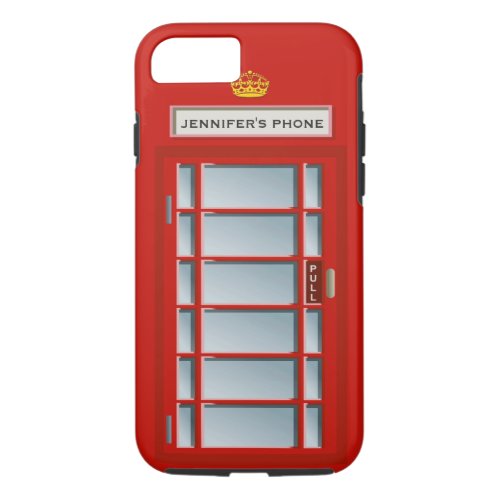 Retro British Telephone Booth Red Personalized iPhone 87 Case