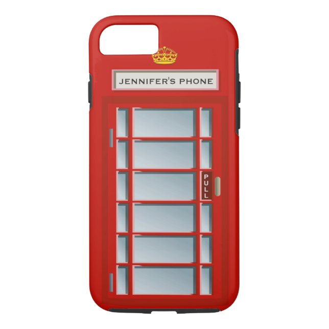 Retro British Telephone Booth Red Personalized Case-Mate iPhone Case (Back)