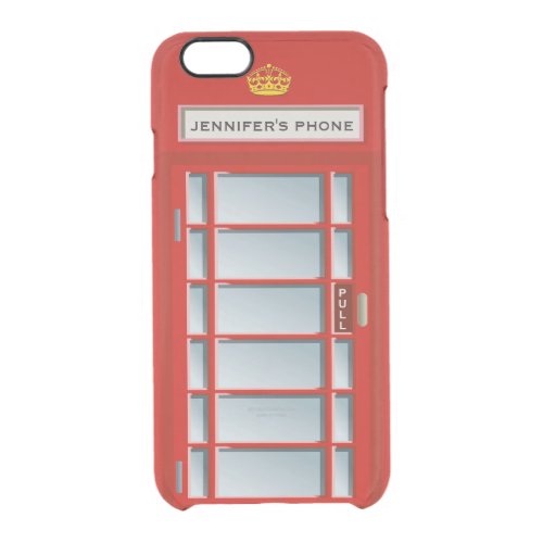 Retro British Telephone Booth Red Personalized Clear iPhone 66S Case