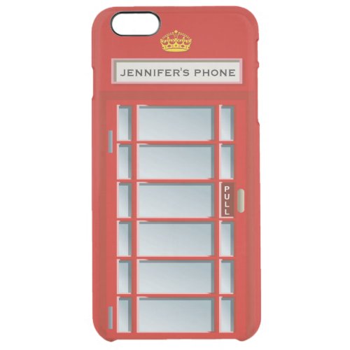 Retro British Telephone Booth Red Personalized Clear iPhone 6 Plus Case