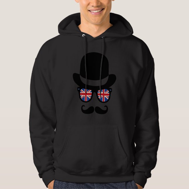 Retro British Union Jack Flag Sunglasses Hoodie (Front)