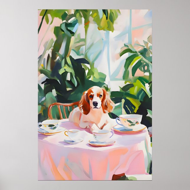 Retro Brittany Spaniel Poster, Brittany Oil Poster (Front)