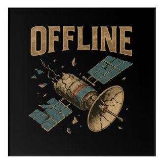 Retro Broken Satellite "OFFLINE" Space Art