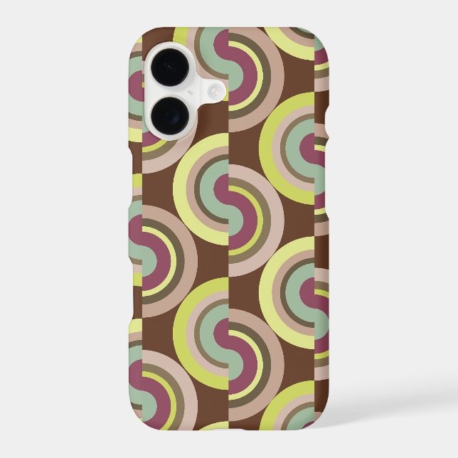 Retro Brown Abstract Half Circles Mod Art Pattern Case-Mate iPhone Case (Back)