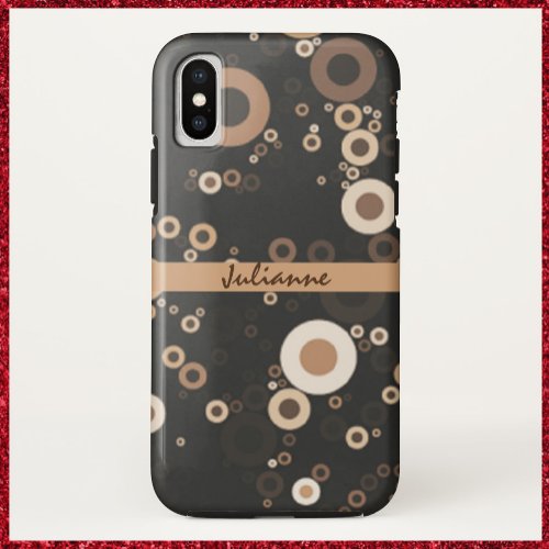 Retro Brown and Beige Circle Pattern  iPhone X Case