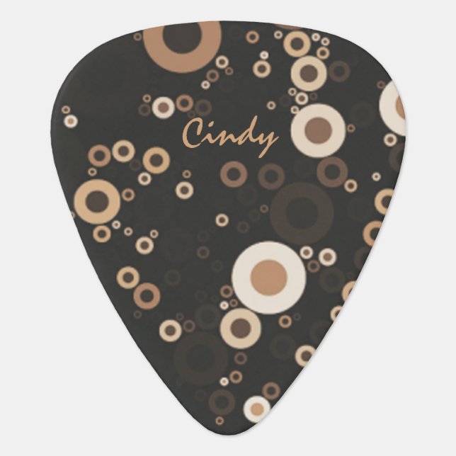 Retro Brown and Beige Circle Pattern Guitar Pick (Front)