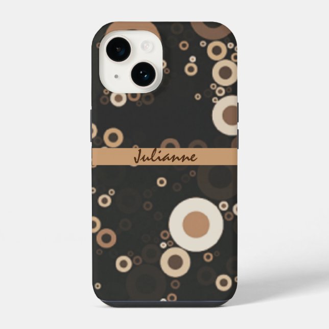 Retro Brown and Beige Circle Pattern  Iphone Case (Back)