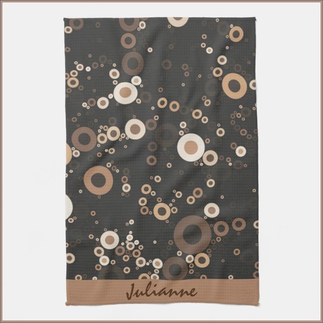 Retro Brown and Beige Circle Pattern  Kitchen Towel (Creator Uploaded)