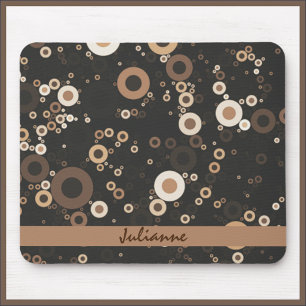 Retro Brown and Beige Circle Pattern Mouse Pad