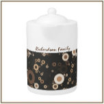 Retro Brown and Beige Circle Pattern  Teapot<br><div class="desc">Retro brown and beige circle pattern. Warm earth tones.  Artsy and whimsical. Add your name to personalize.</div>