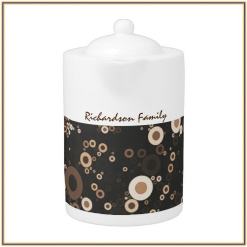 Retro Brown and Beige Circle Pattern  Teapot