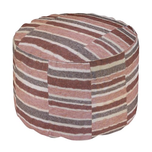retro brown and cream hand knitted stripes pouf