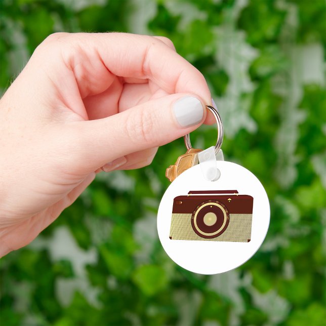 Retro Brown And Gold Antique Radio  Keychain (Creator Uploaded)