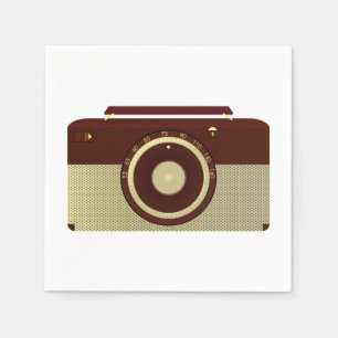Retro Brown And Gold Antique Radio  Napkins