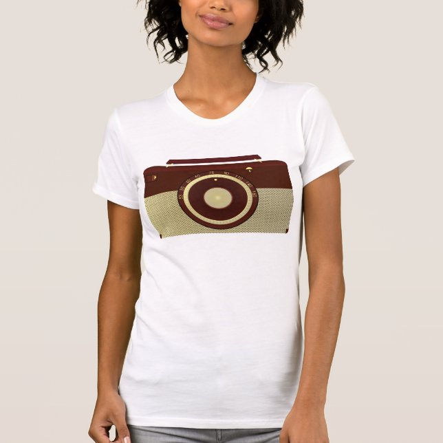 Retro Brown And Gold Antique Radio  T-Shirt (Front)