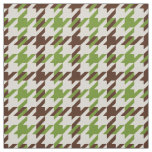 Retro brown and green houndstooth plaid pattern fabric