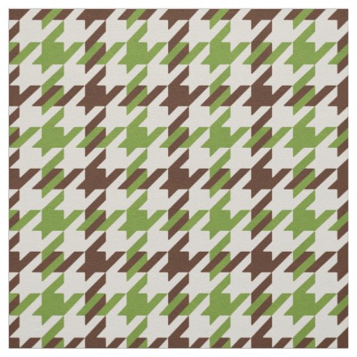 Retro brown and green houndstooth plaid pattern fabric