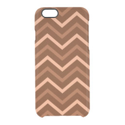 Retro Brown And Peach Chevron Pattern Zigzag Clear iPhone 6/6S Case