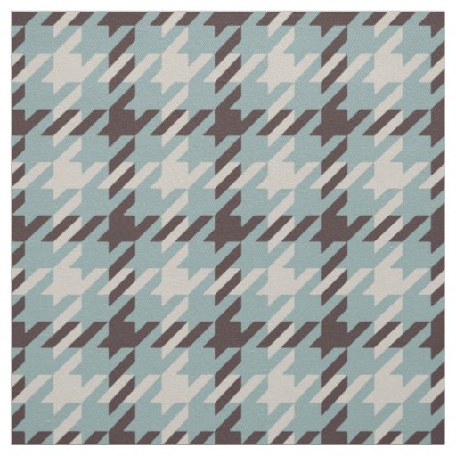 Retro brown and teal houndstooth plaid pattern fabric