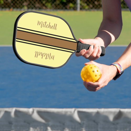 Retro Brown And Yellow Striped Pickleball Paddle