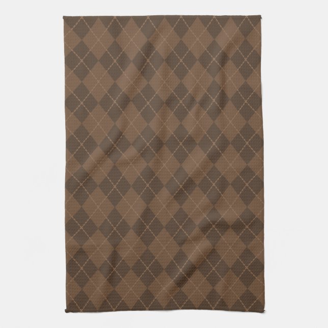 Retro Brown Argyle Kitchen Towel (Vertical)