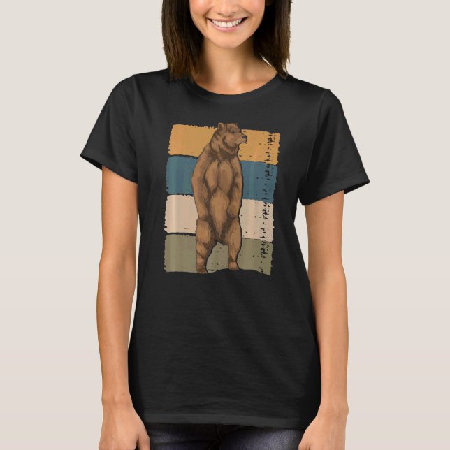 Retro Brown Bear Animal  Wildlife Bear T-Shirt (Front)