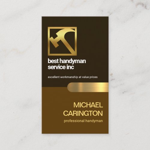 Retro Brown Boxes Gold Tab Construction Builder Business Card