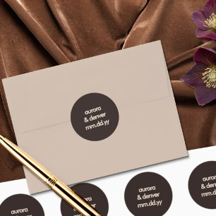 Retro Brown Casual Wedding Envelope Seal Sticker