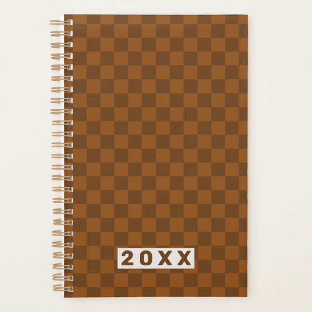 Retro Brown Checkerboard Planner (Front)