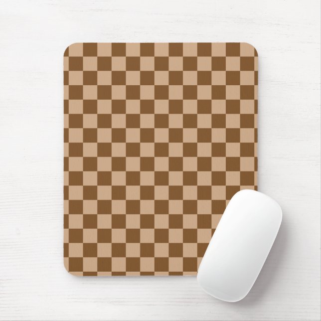 Retro Brown Checkered Mouse Pad (With Mouse)