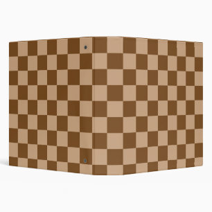 Retro Brown Checks Checkerboard Pattern  3 Ring Binder
