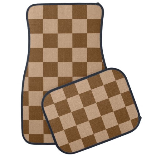 Retro Brown Checks Checkerboard Pattern  Car Floor Mat