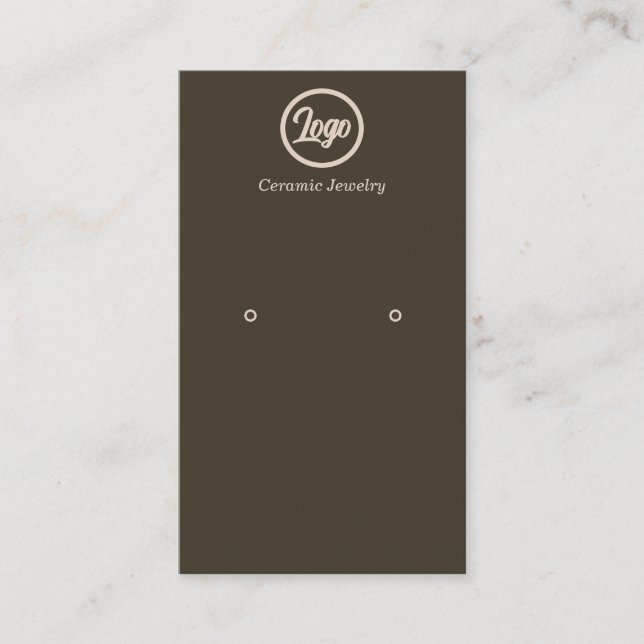 Retro Brown Earring Jewelry Logo Business Card (Front)