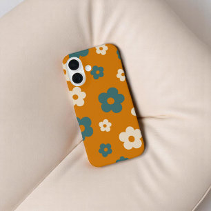 Retro Brown Floral Preppy Hippie Chic Gift for Her iPhone 16 Case