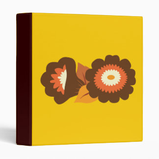 Retro Brown Flowers 3 Ring Binder