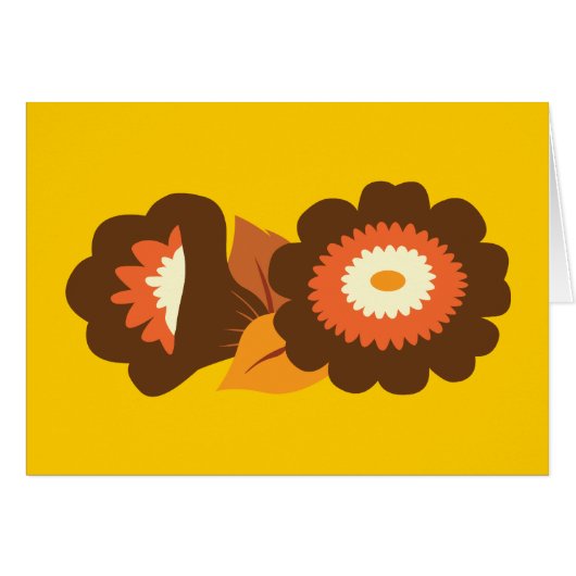 Retro Brown Flowers Cards (Front Horizontal)