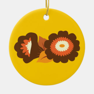 Retro Brown Flowers Ceramic Ornament