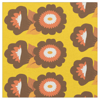 Retro Brown Flowers Fabric