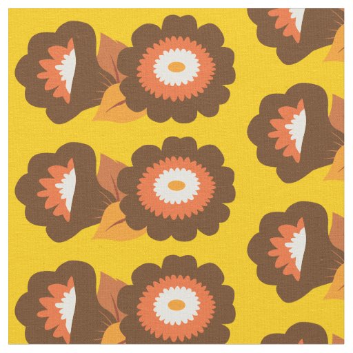 Retro Brown Flowers Fabric