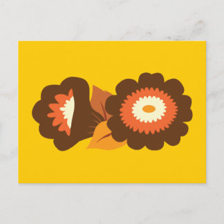 Retro Brown Flowers Postcard