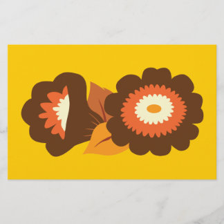 Retro Brown Flowers Stationery