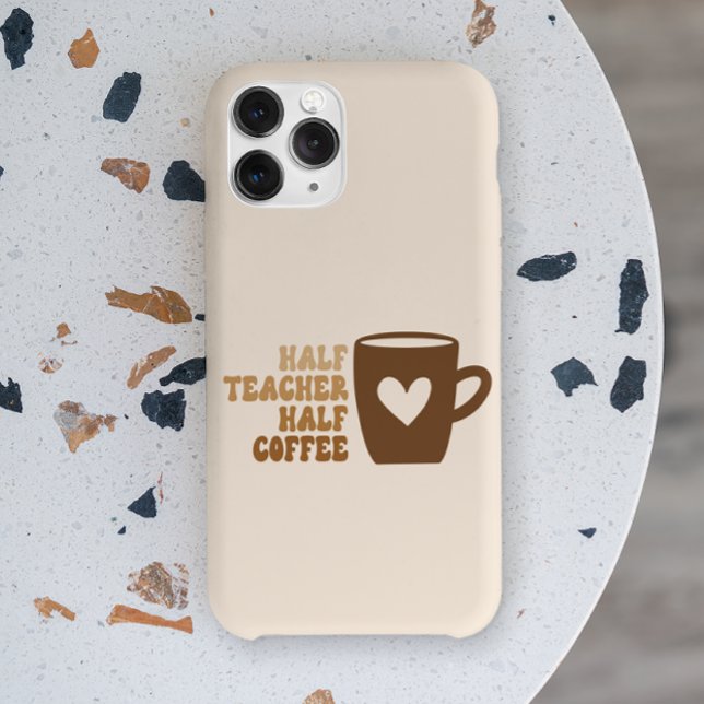 Retro Brown Funny Half Teacher Half Coffee Case-Mate iPhone Case (Creator Uploaded)