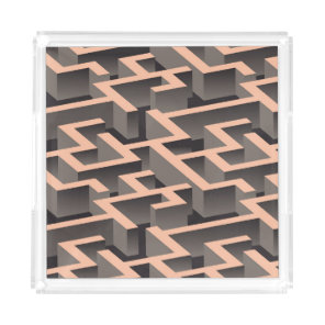 Retro brown graphic labyrinth pattern acrylic tray